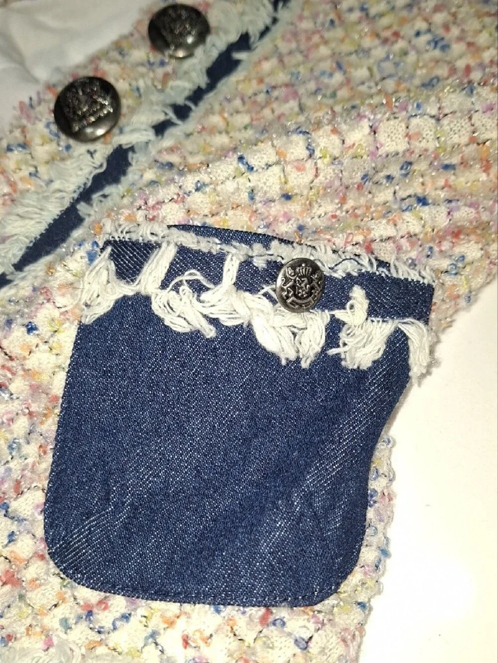 Ladies Multi Tweed Jacket with Navy Trim